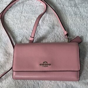 Coach Rose Pink Leather Crossbody Bag/wallet